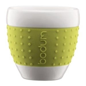 Veggie Meals - Bodum Pavina Silicone Band Porcelain Mugs 250ml Set Of 2 Lime Green