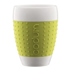 Veggie Meals - Bodum Pavina Silicone Band Porcelain Mugs 400ml Set Of 2 Lime Green