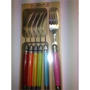 Veggie Meals - Laguiole "Andre Verdier" Debutant 6 piece Fork Set in wooden box Mixed Spring