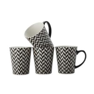 Veggie Meals - Maxwell & Williams Graphique Chevron Mug 360ML Set of 4 Black