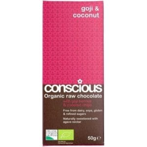 Conscious Organic Raw Chocolate Goji and Coconut 50gm