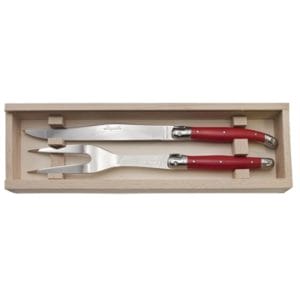 Veggie Meals - Laguiole  Andre Verdier Classique Carving Set Red in presentation box