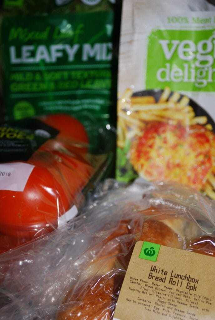 Vegan Crumbed Schnitzel Burger Tomatoes leafy mix From Woolworths
