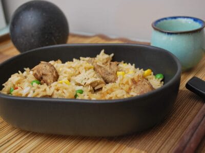 Vegetarian Fried Rice with Mushroom Balls