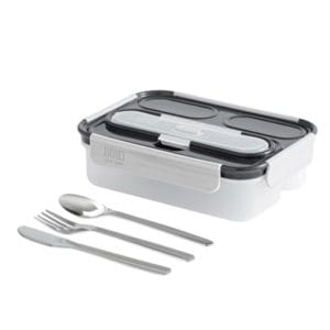 Veggie Meals - Built NY Gourmet 3 Compartment Bento with Stainless Steel Utensils - 5 pc Set