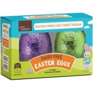 Sweet William Hollow Chocolate Easter Eggs (2x50g) G/F 100g