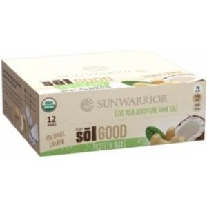 Sunwarrior Sol Good Organic Protein Bars Coconut Cashew 12x62g