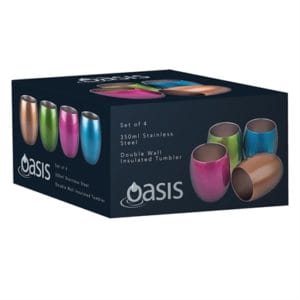 Veggie Meals - Oasis Stainless Steel Insulated Tumblers 350ml Set 4 Asst Colours