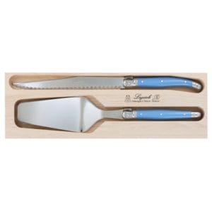 Veggie Meals - Laguiole Andre Verdier Debutant Cake Server & Knife Set 2 Piece Blue