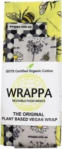 WRAPPA Organic Cotton Reusable Plant Based Food Wraps 3Pk Busy Bees