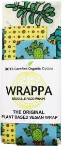 WRAPPA Organic Cotton Reusable Plant Based Food Wraps 3Pk Cacti