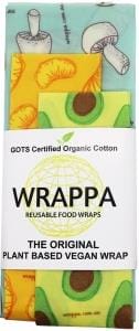 WRAPPA Organic Cotton Reusable Plant Based Food Wraps 3Pk Foodies