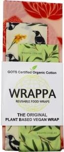 WRAPPA Organic Cotton Reusable Plant Based Food Wraps 3Pk Waratah