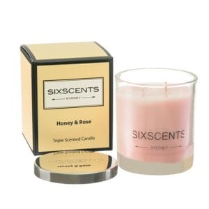 Veggie Meals - Be Enlightened Sixscents Triple Scented Candle Honey & Rose