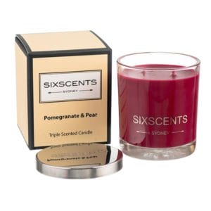 Veggie Meals - Be Enlightened Sixscents Triple Scented Candle Pomegranate & Pear
