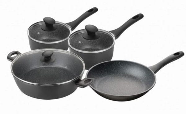 Veggie Meals - Pyrolux Pyrostone 4 Piece Cookware Set Fry Pan 26cm Saucepan 16 and 20cm Chef Pan 30cm