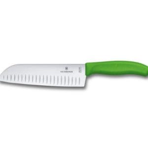 Veggie Meals - Victorinox Santoku Knife 17cm Fluted Wide Blade Classic Green Blister