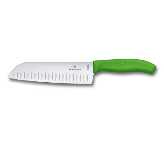 Veggie Meals - Victorinox Santoku Knife 17cm Fluted Wide Blade Classic Green Blister