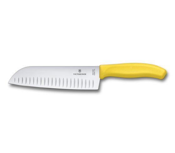 Veggie Meals - Victorinox Santoku Knife 17cm Fluted Wide Blade Classic Yellow Blister