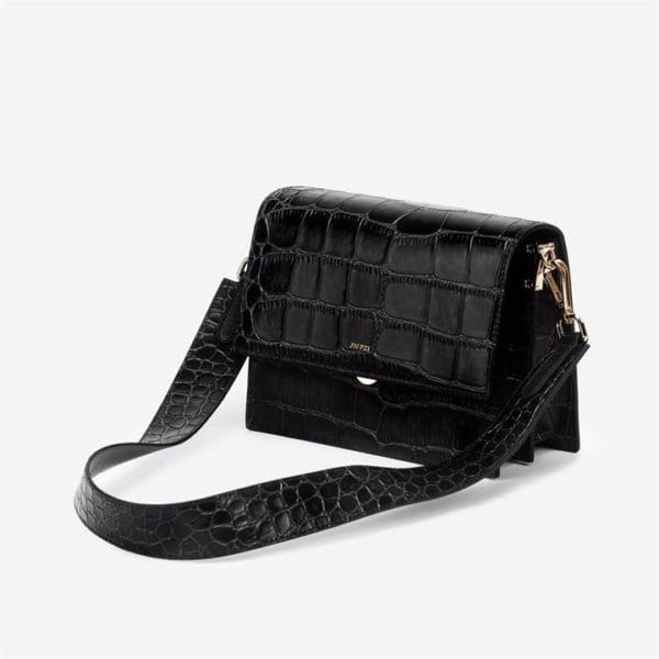 Veggie Meals - Mini Flap Bag - Black Croc - Fashion Women Vegan Bag