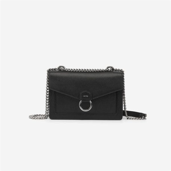 Veggie Meals - The Envelope Silver Chain Crossbody Bag - Black - Fashion Women Vegan Bag