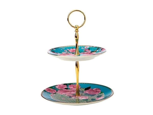 Veggie Meals - Maxwell & Williams Silk Road 2 Tier Cake Stand Aqua Gift Boxed