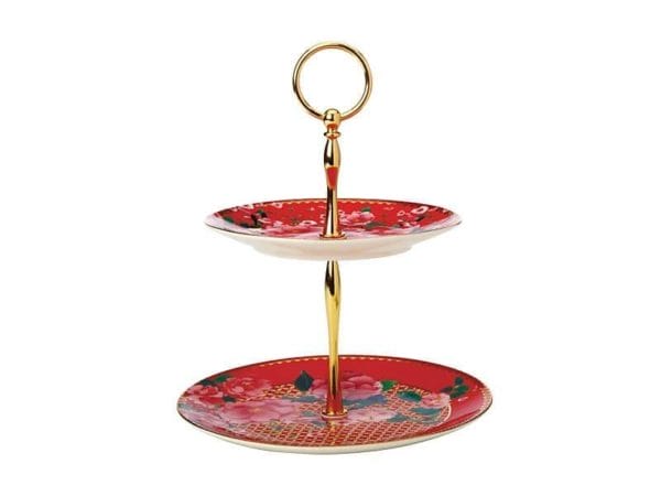 Veggie Meals - Maxwell & Williams Silk Road 2 Tier Cake Stand Cherry Red Gift Boxed