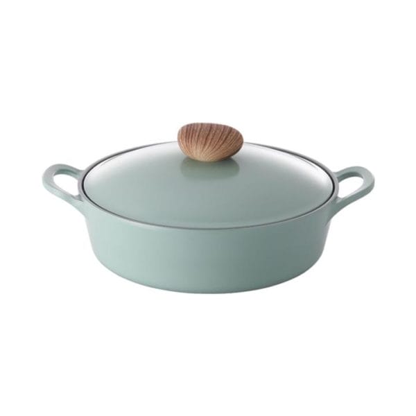 Veggie Meals - Neoflam Retro 22cm Casserole Low 2L Green Demer Induction with Die-Casted Lid