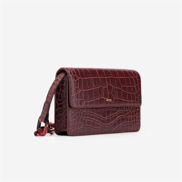 Veggie Meals - Julia Acrylic Chain Crossbody Bag - Burgundy Croc