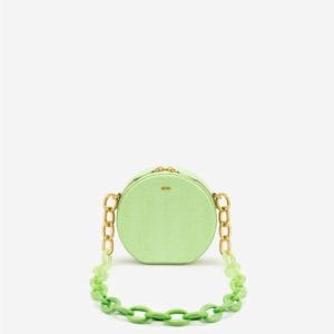Veggie Meals - Luna Gradient Acrylic Chain Circle Shoulder Bag - Lime Green Lizard - Fashion Women Vegan Bag