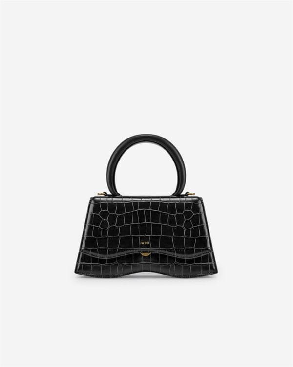 Veggie Meals - Molly Top Handle Bag - Black Croc