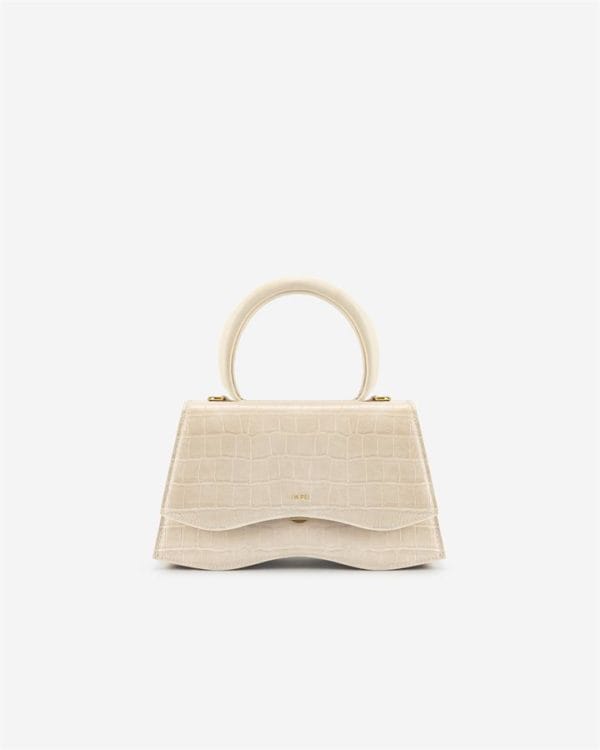 Veggie Meals - Molly Top Handle Bag - Light Beige Croc