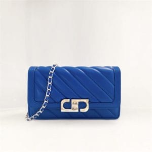 Veggie Meals - Quilted Chain Strap Crossbody Bag - Classic Blue