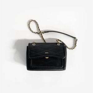 Veggie Meals - Textured Chain Crossbody Bag - Black