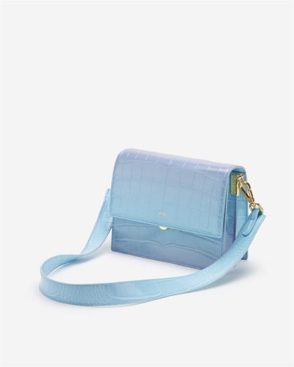 Veggie Meals - Mini Flap Gradient Shoulder Bag - Blue & Purple Croc