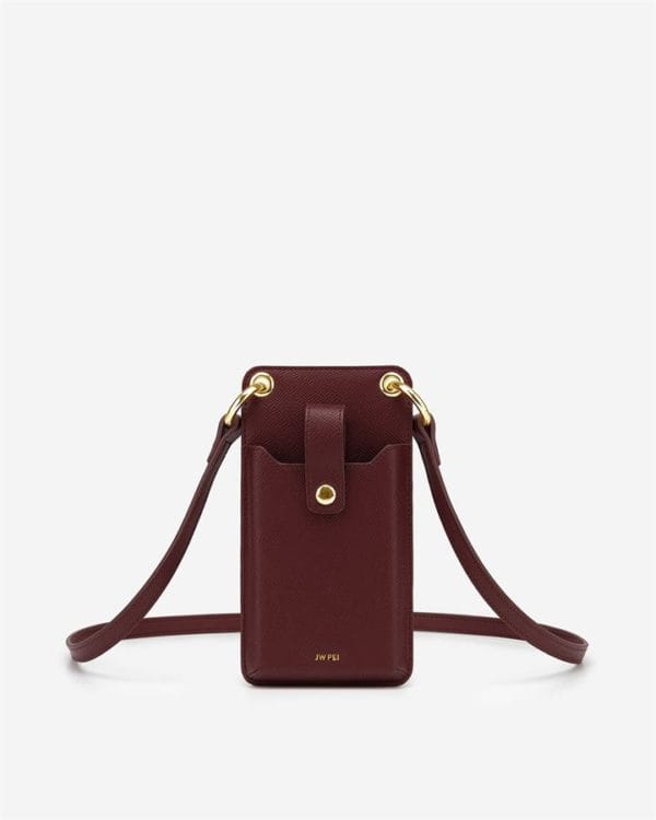 Veggie Meals - Quinn Phone Bag - Burgundy Grained Vegan Leather