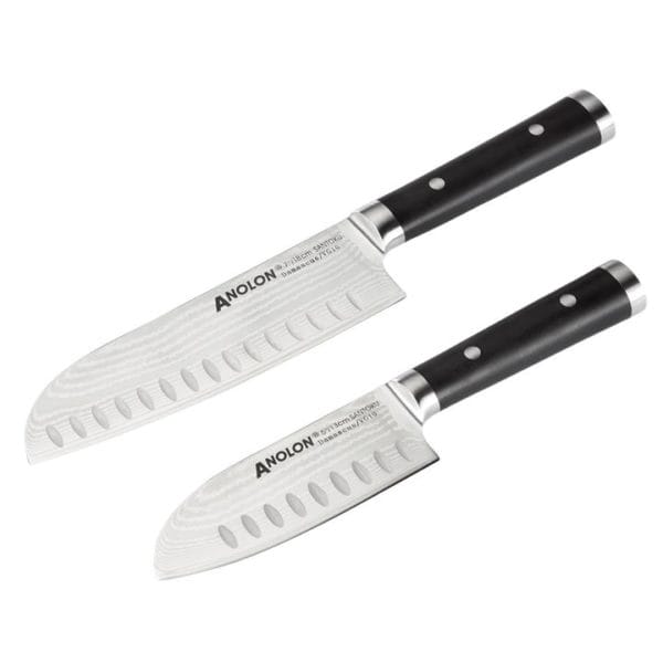 Veggie Meals - Anolon Imperion Damascus Steel Cutlery 2-Piece Santoku Knife Set