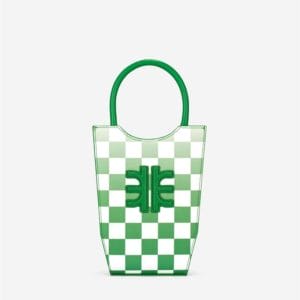 Veggie Meals - FEI Gradient Checkerboard Mini Tote Bag - Grass Green - Fashion Women Vegan Bag