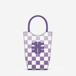 Veggie Meals - FEI Gradient Checkerboard Mini Tote Bag - Purple - Fashion Women Vegan Bag