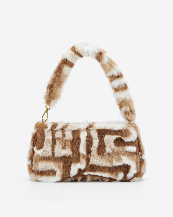 Veggie Meals - Eva Faux Fur Fabric Shoulder Bag - Brown