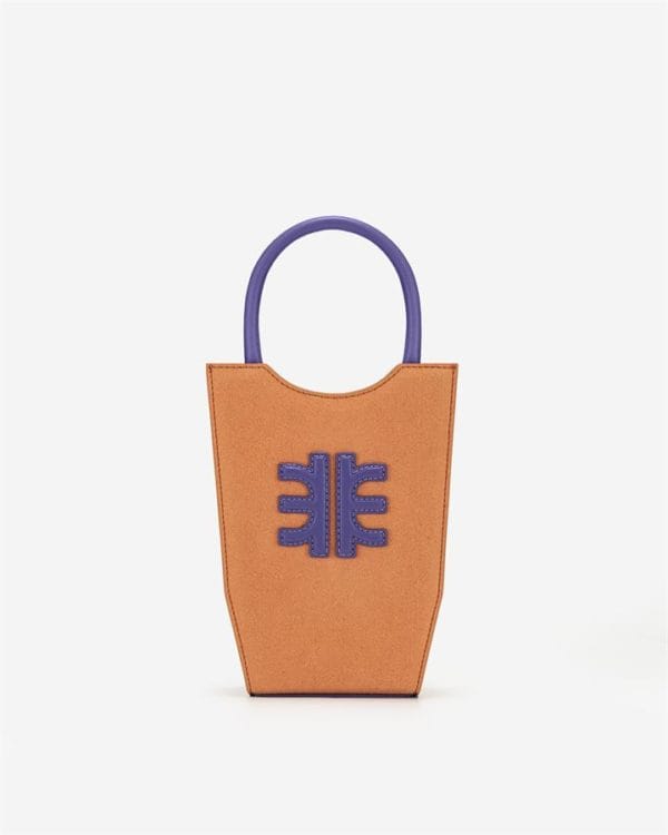 Veggie Meals - FEI Faux Suede Mini Tote Bag - Orange & Purple