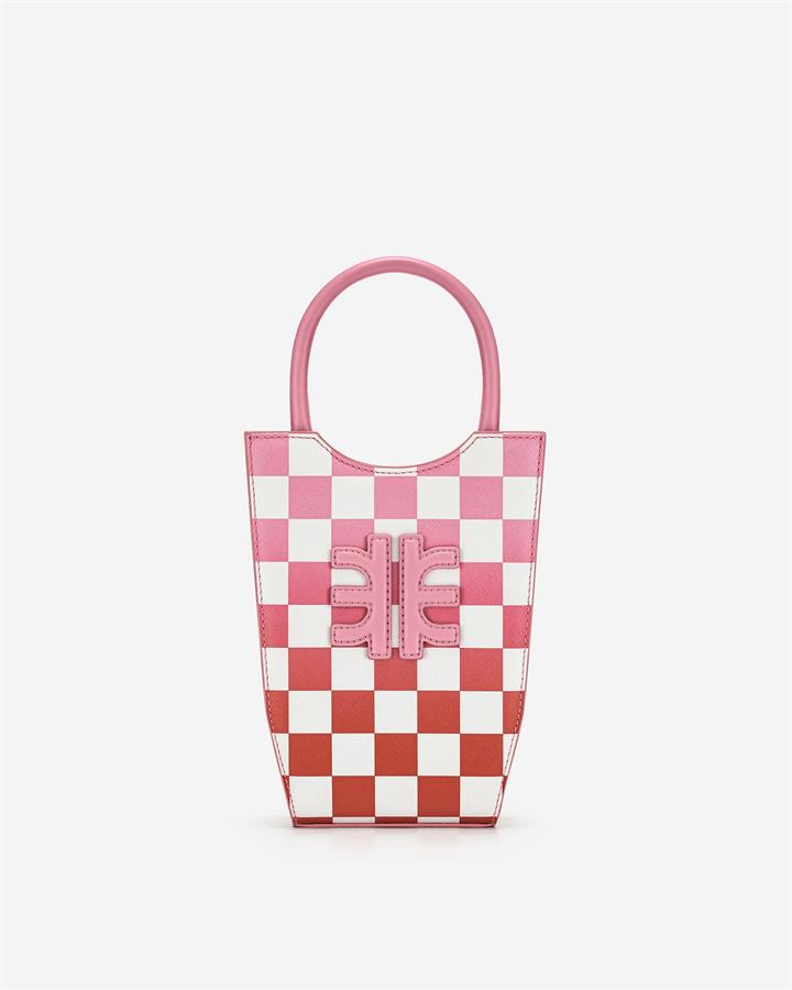 Veggie Meals - FEI Gradient Checkerboard Mini Tote Bag - Begonia Pink & Red