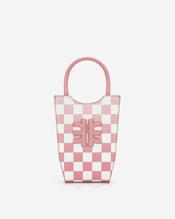 Veggie Meals - FEI Gradient Checkerboard Mini Tote Bag -Coral Almond