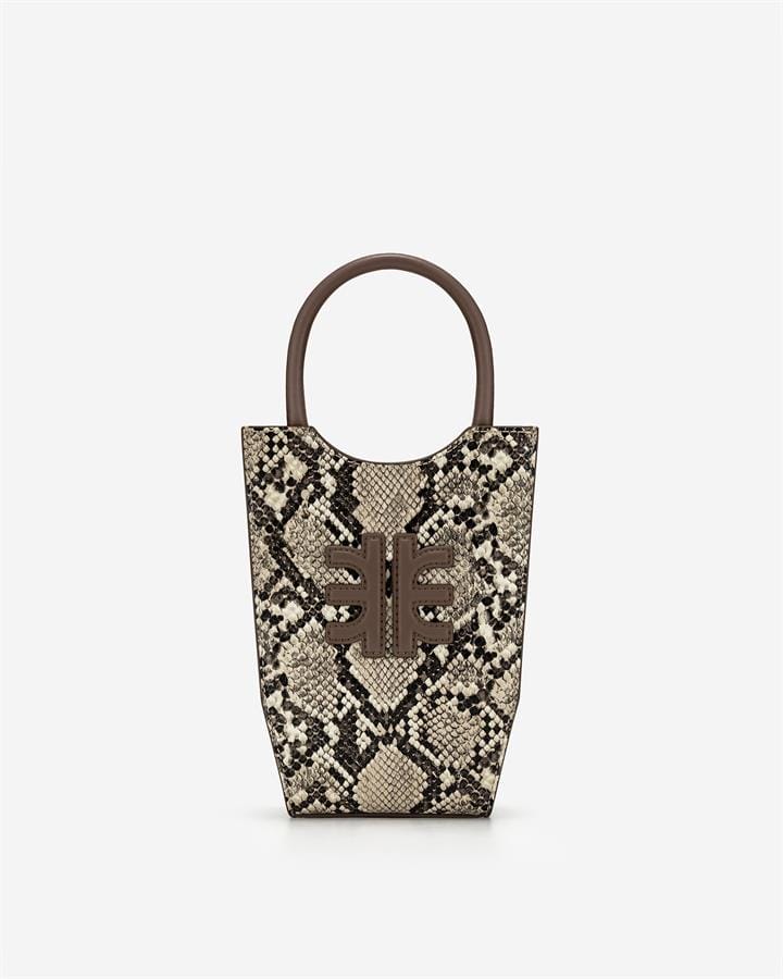Veggie Meals - FEI Mini Tote Bag - Brown Snake Embossed