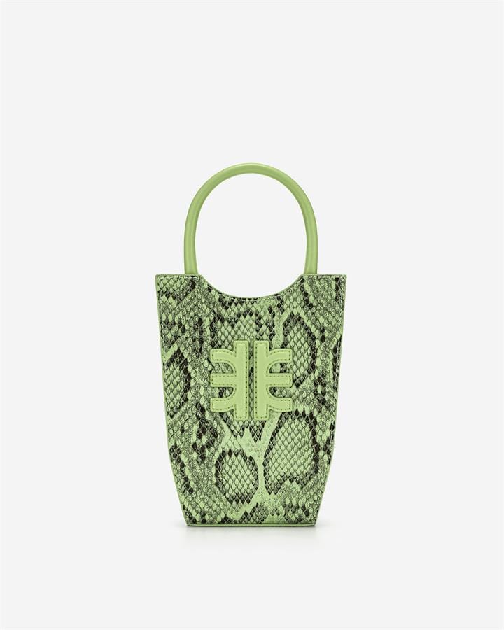 Veggie Meals - FEI Mini Tote Bag - Light Green Snake Embossed